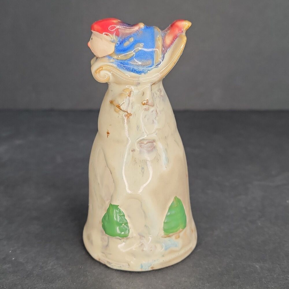 Handmade Ceramic Christmas Bell Sledding Kid Trees Rustic Holiday Decor